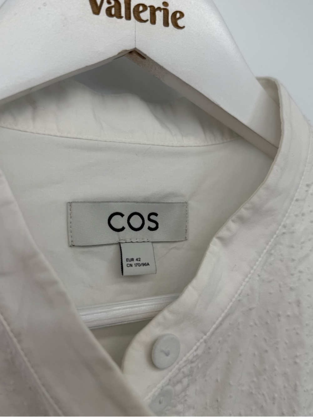 Cos White Button Down Blouse Mandarin Collar Clas… - image 6